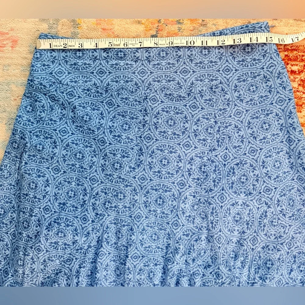 Y2K 100%cotton Charter Club Blue Patterned Women's lined midi Skirt‎ size6 - Picture 3 of 7